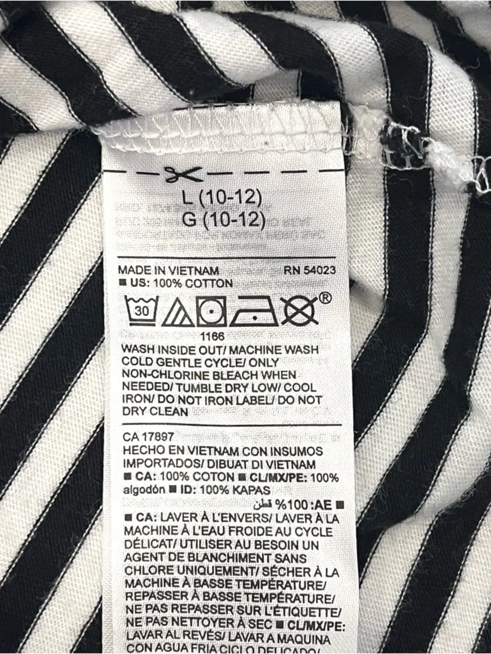 Old Navy Girls L 10-12 Sleeveless Striped Tank Dress Black White Cotton - Picture 4 of 4